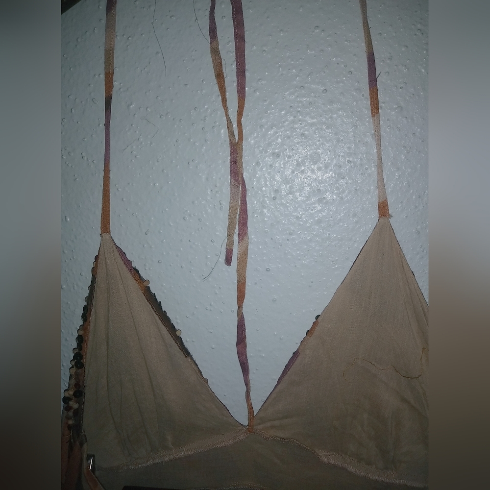 Pink Collection Xs Boho Summer Bead Trimmed Halte… - image 3